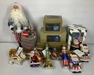 Polonaise Christmas Ornament Lot Patriotic Santa USA w Boxes Decor Betty Boop