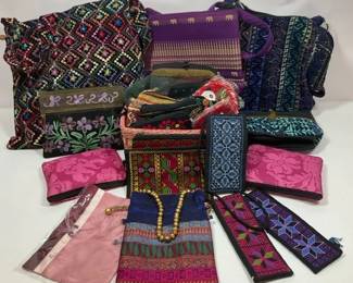 Embroidered  Textile Handbag Lot Including Boho Crossbody Bags, Pouches  Accessories