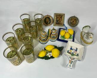 Italian Decor  Gilt Glassware Mixed Collection