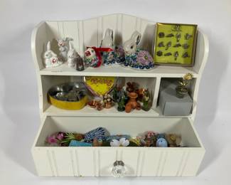 Wall Shelf with Mixed Miniatures and Collectibles