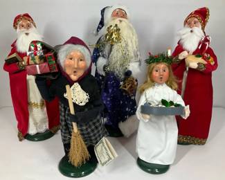 5 Vintage Byers Choice Christmas Caroler  Santa Holiday Figurines
