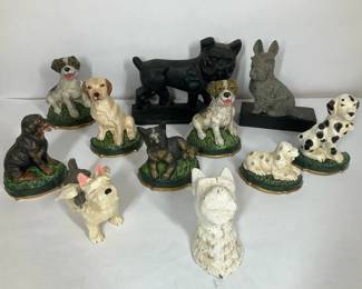 Cast Iron Dog Door Stop Terrier Bulldog Dalmatian Decor