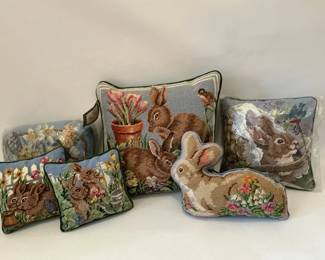 Needlepoint Bunny  SpringThemed Decorative Pillow Collection