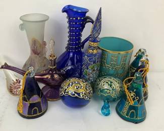 Art Glass and Decorative Bottles in Jewel Tones