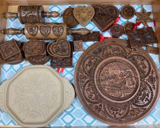 Carved Wooden Springerle Molds, Rolling Pins  Decorative Board Collection