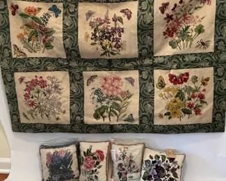Floral Needlepoint Wall Hanging  Decorative Pillow Collection