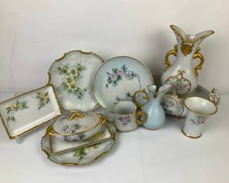 Hand Painted Floral Porcelain Serveware and Decor