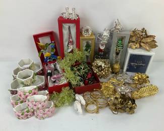 Holiday Ornaments, Floral Napkin Rings, and Decorative Accessories
