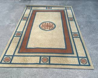 Cream And Blue Area Rug