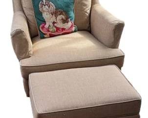 Linen Chair and ottoman
