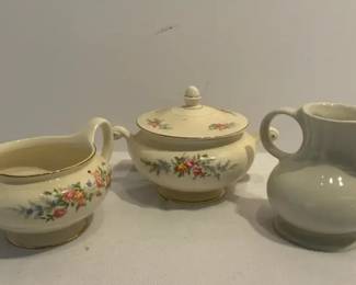 Homer Laughlin Creamer  Sugar Bowls  Hall Pitcher