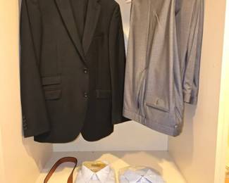Mens Suit, Two Pairs Dress Pants, Two Dress Shirts and a Brand New Belt