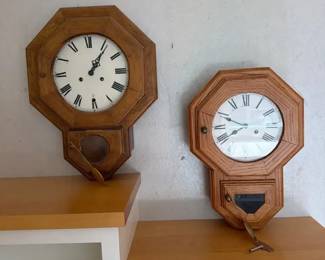 Two Vintage Ansonia Octagonal Wall Clocks