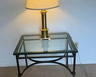 MetalGlass Table  Brass Lamp