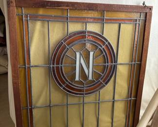 Large Antique Stain Glass Window