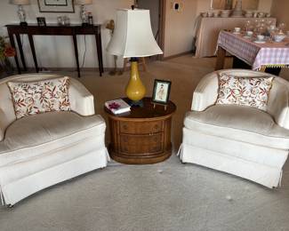 White Upholstered Chairs, Pillows