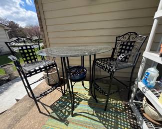 Black Iron/Glass Bistro Set