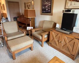 Mid-Century Chairs Set, Cabinet