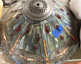 Vintage Stain Glass Shade with Base