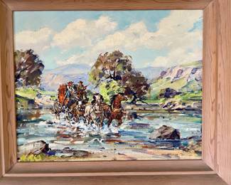 Marjorie Reed signed Oil paint, ‘white River Crossing’ 16X20 canvas