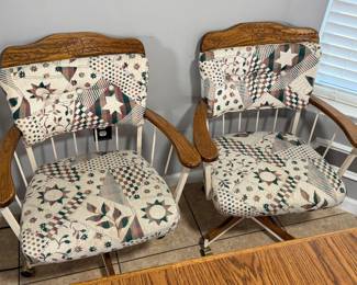 A pair of office chairs