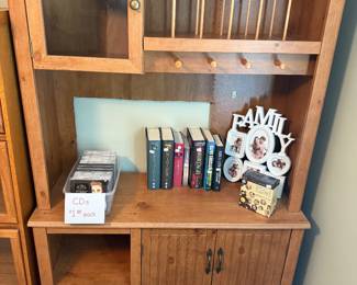 China hutch, CDs, books