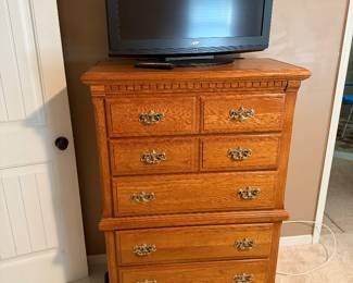 Highboy dresser; flatscreen tv