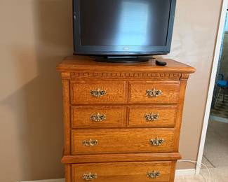Highboy dresser; flat screen tv