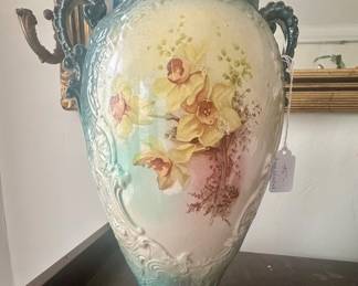 Late 19th C hand painted parlor vase