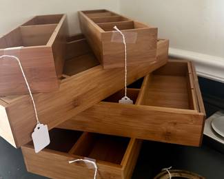 Variety of drawer organizers in wood
