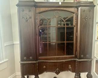 China cabinet matching table, chairs, sideboard and server - all circa 1920