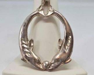 Silver Dolphin Pendant. Unmarked, but it tested as .800 Silver