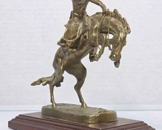 1 The Broncho Buster. Dramatic Western Bronze Cast Sculpture marked 98 Shoop after Frederic Remington.