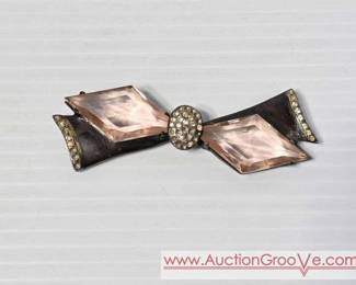 Sterling Silver With Pink Glass Brooch