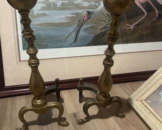 Cannonball brass andirons