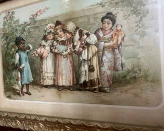 19th century genre print with children