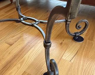 Ornate Wrought Iron and Glass Oval Coffee Table