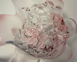 Mikasa Rosella Pink Frosted Glass Floral Dish