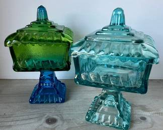 Jeannette Glass Wedding Box Candy Dishes 