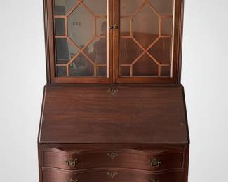 Chippendale Style Mahogany Secretary Desk with Ball and Claw Feet