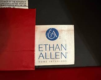 Ethan Allen Red Leather Club Chair and Ottoman