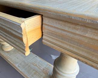 Distressed Wood Pedestal Console Table