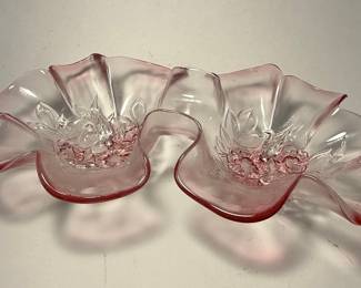 Mikasa Rosella Pink Frosted Glass Floral Dish