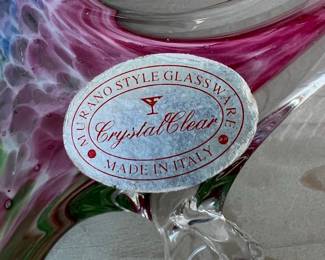 Crystal Clear Murano Style Glass Basket