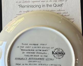 Norman Rockwell "Reminiscing in the Quiet" Collector Plate by Edwin M. Knowles