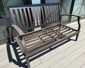 Metal Slat Garden Bench and Chairs