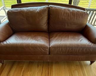 Ethan Allen Brown Leather Loveseat