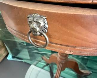 Victorian Style Pedestal Drum Table with Lion Ring Pull