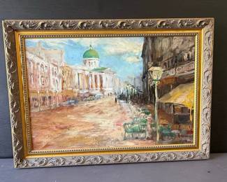 European Street Scene Oil Painting