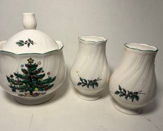 Nikko Christmastime Collection Ceramic Serving Tray and Serving Pieces
